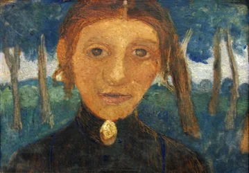 Self-Portrait with Landscape in Front of Trees